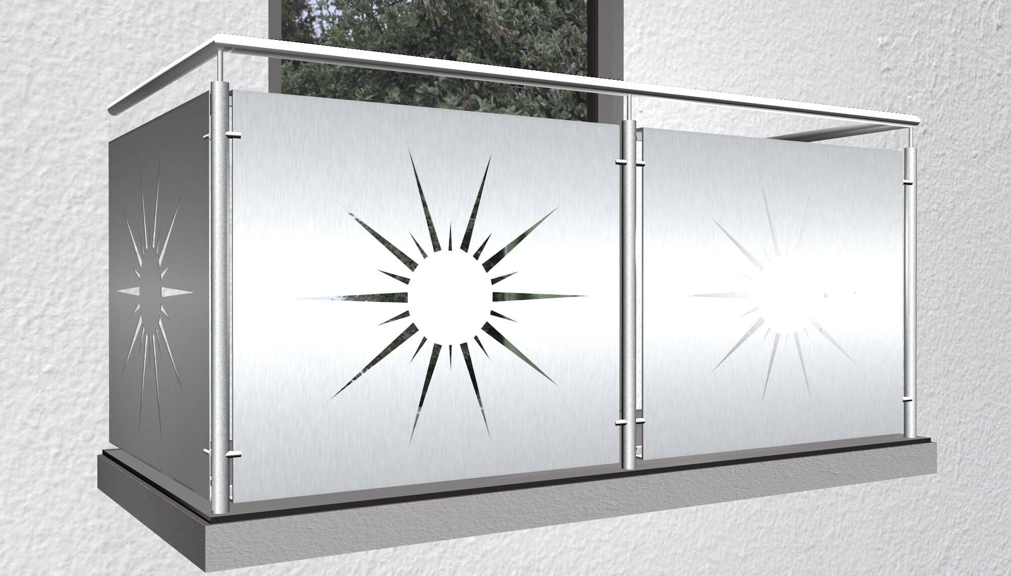 Balkonverkleidung Aluminium Lochblech Sonne