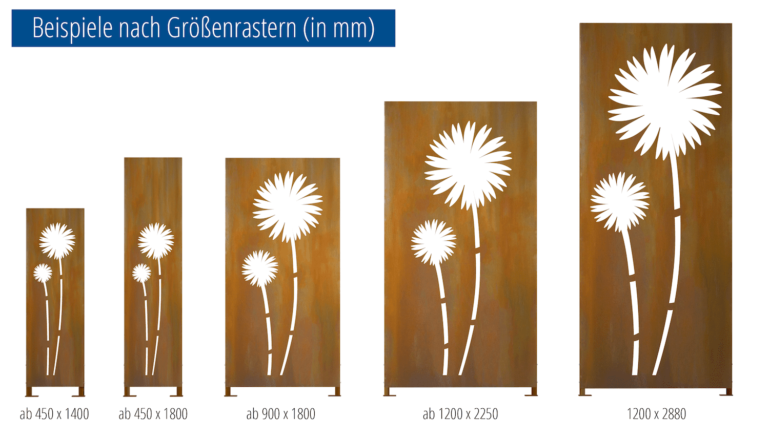 Sichtschutz Cortenstahl "Blume 2" | Metallbau-onlineshop.de